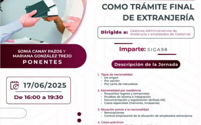 Jornada formativa sobre Nacionalidad para gestores administrativos de Andalucía y empleados de gestoría